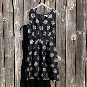 Banana Republic black polka dot linen blend dress size 4
